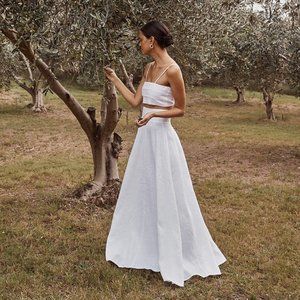 DISSH Aisle White Linen Skirt